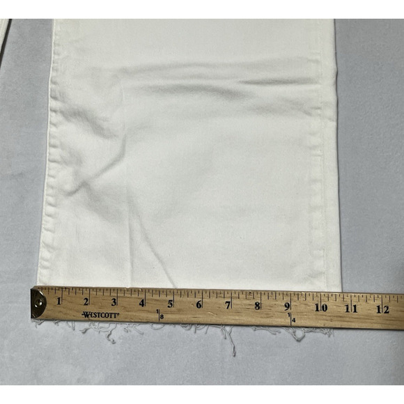 J Crew Factory Wide Leg Cop Jean Womens 32T Tall White Denim High Rise Raw Hem - Picture 6 of 9